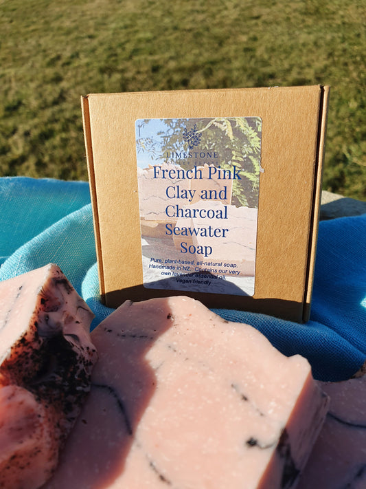 Pink Clay and Charcoal Seawater Soap